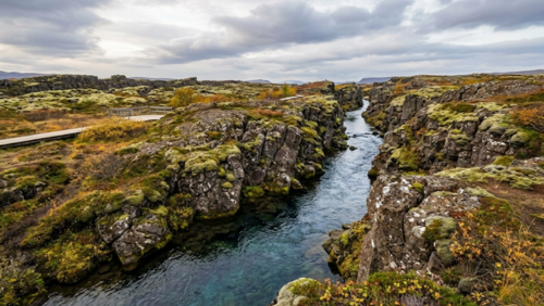 大陸の裂け目が広がるシンクヴェトリル国立公園の雄大な景観