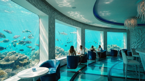 モルディブの水中バー「Subsix」。ガラス越しに熱帯魚が泳ぐ、幻想的でラグジュアリーな海中空間
