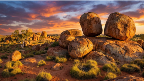 丸い巨石が並ぶデビルズ・マーブルズ