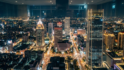 台北101展望台から望む夜景。無数の光が広がる台北の街並み。