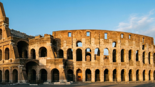 古代ローマ時代を代表する建造物コロッセオ、ローマ帝国の歴史を感じさせる壮大な遺跡