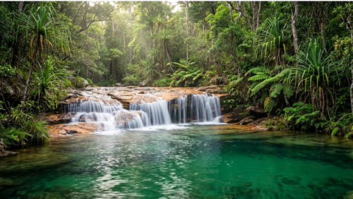 ケープヨーク半島のフルーツバットフォールズと透明な天然プール
