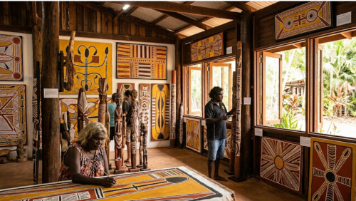 ティウィ諸島のアートセンターに展示されたティウィアート