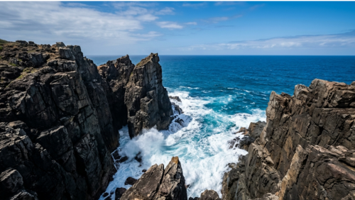 ヌーサ国立公園ヘルズゲートの風景。高い断崖から広がる海を見下ろす、スケール感あふれる迫力の絶景スポット