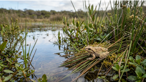 ペレジアンの湿地に生息するウォーラム・カエルの風景
